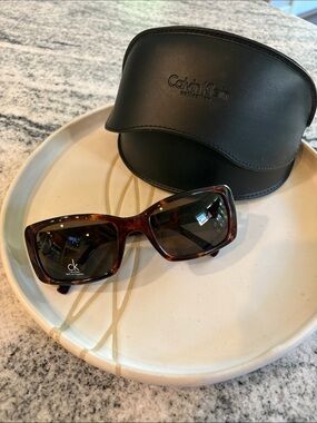 Calvin Klein rectangle tortoiseshell sunglasses